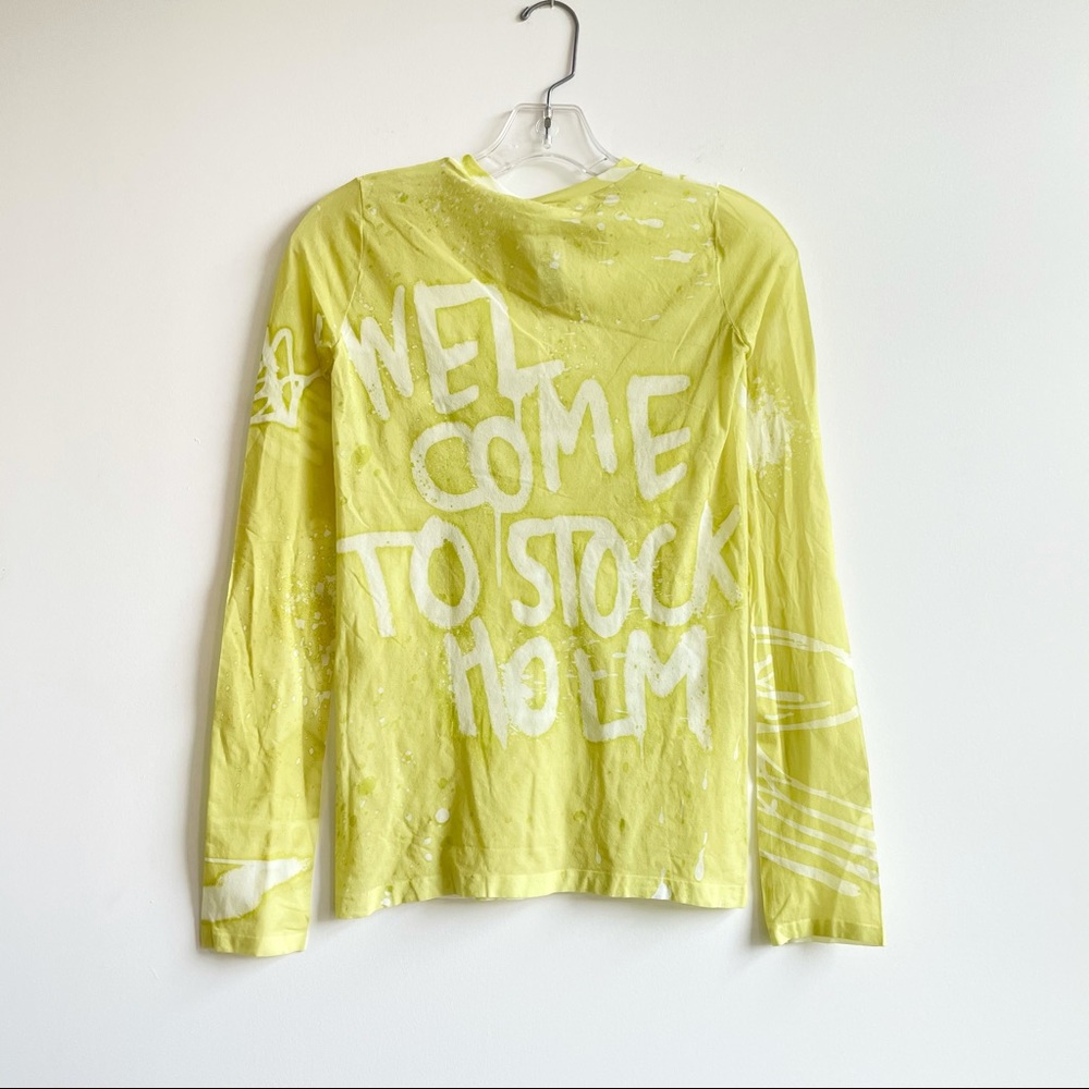 Acne Studios yellow graffiti print long sleeve top - Picture 9 of 10